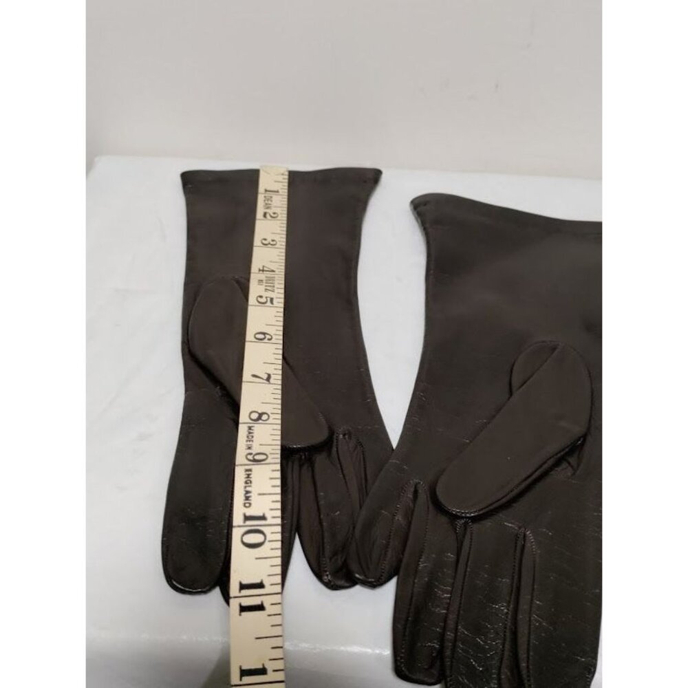 Neiman Marcus Brown Leather Gloves Silk Lined Luxury Vintage Equestrian Womens 7 - Picture 7 of 10